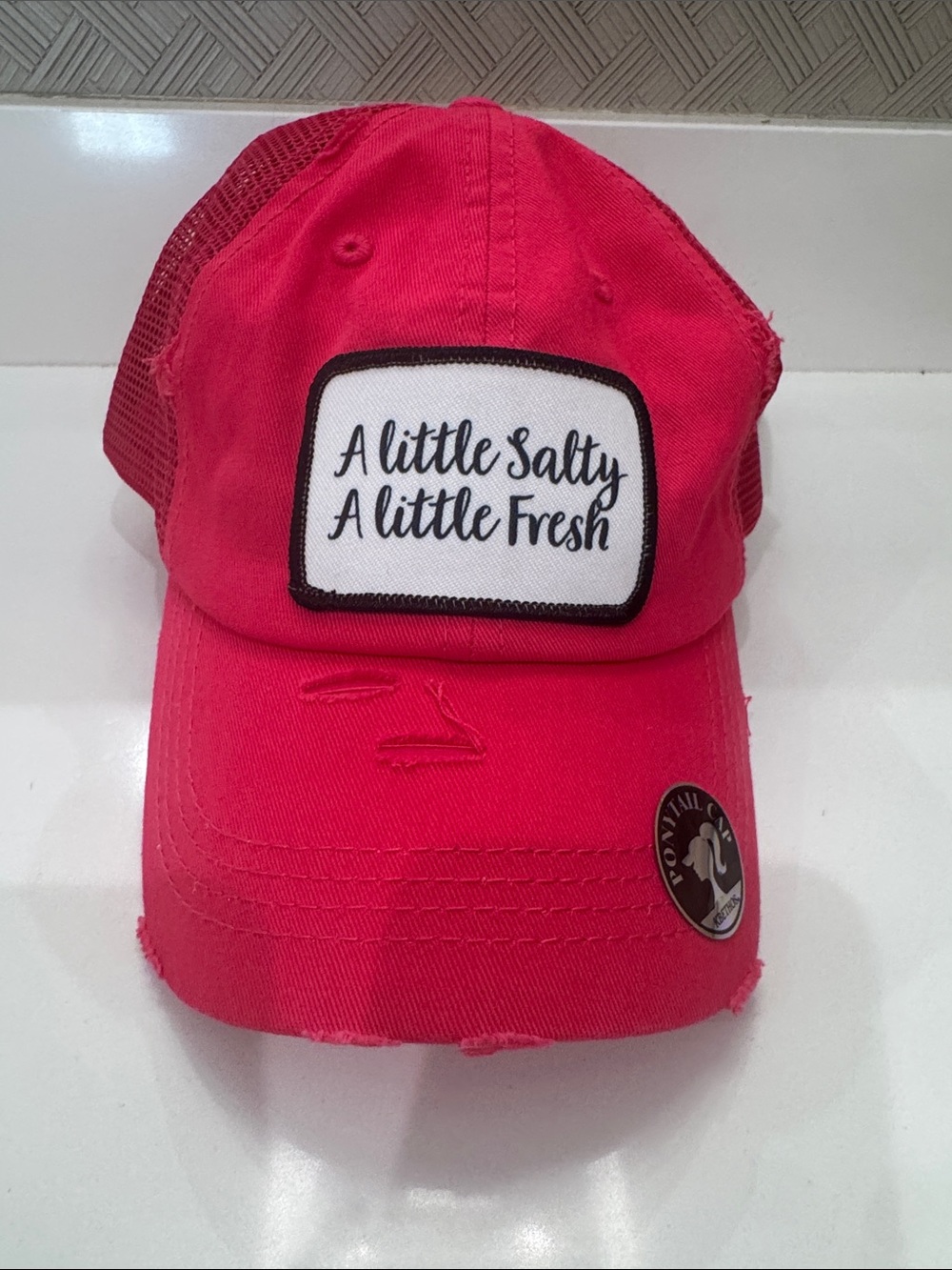 Kbethos Hot Pink A Little Salty, A Little Fresh Ponytail Hat NEW